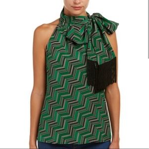 Trina Turk Illusion Green Silk Womens Top Size XL
